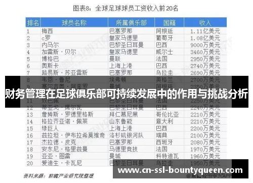 财务管理在足球俱乐部可持续发展中的作用与挑战分析 财务管理在足球俱乐部可持续发展中的作用与挑战分析